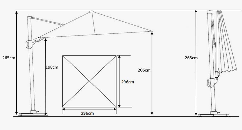 Suncobran Challenger T2 300x300cm Faded Black