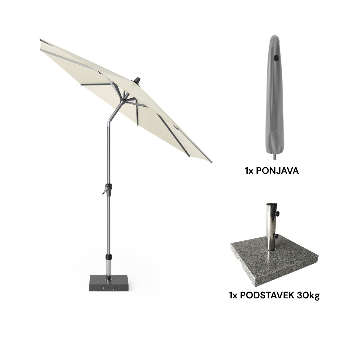 Set suncobrana Riva R-250cm bež + postolje + navlaka