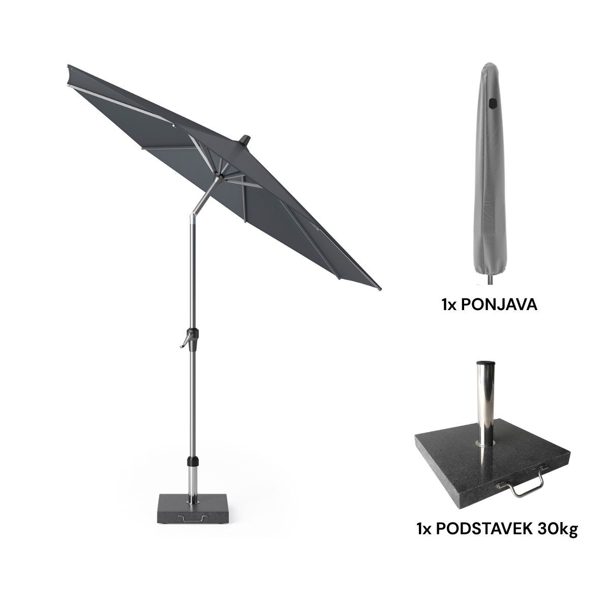 Set suncobrana Riva R-250cm Antracit + postolje + navlaka